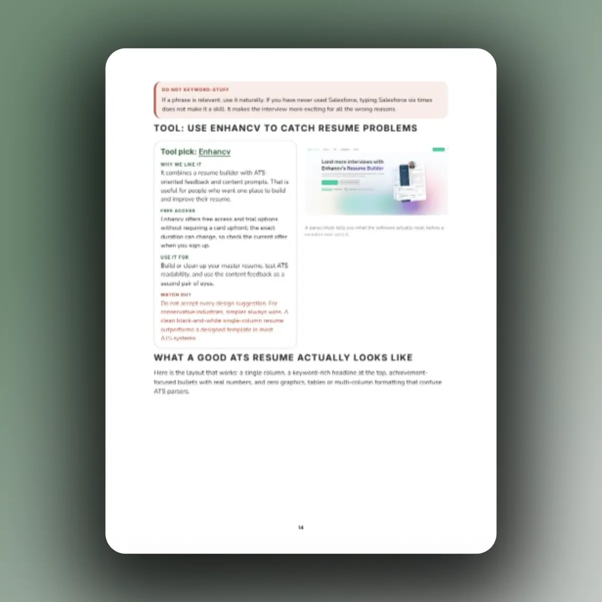 Inside the playbook: Enhancv resume tool guidance and ATS-friendly resume advice